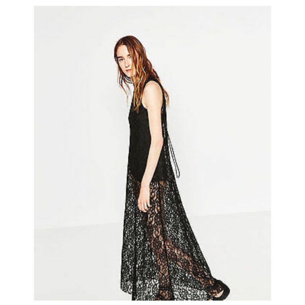 Zara❤️NWT maxi lace dress with bodysuit under sexy